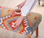 Atelier Del Sofa Banco de Algodón y Lino con Patas de Madera de Haya, Esponja Ortopédica, 91x46x42 cm